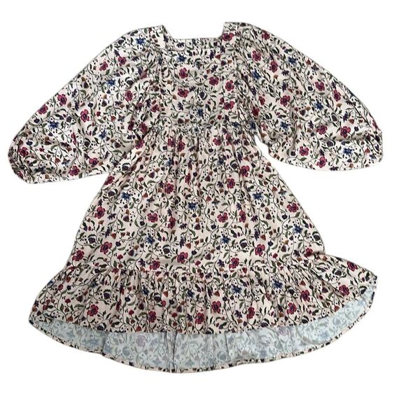 Mango Kids Girl Floral Cottage Babydoll Dress Raglan Ballon Long Sleeve Size 10 - Picture 1 of 12